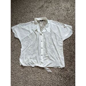 Deb sheer cream‎ Blouse with lace back size XXL